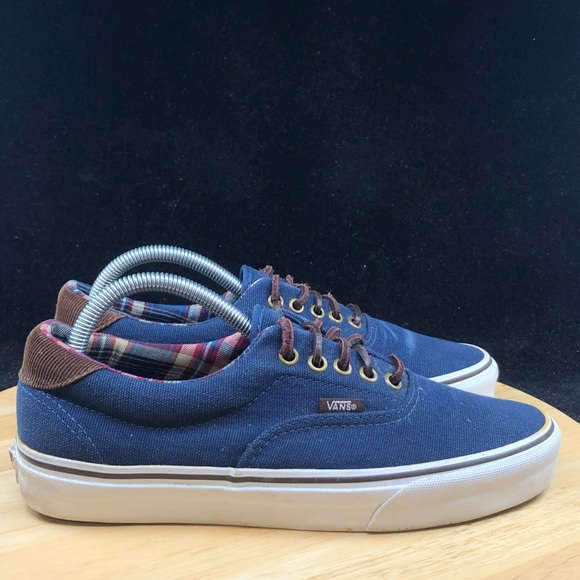 Vans Classic Blue Plaid Low Top Lace Up Mens Size 8 Skate Shoe - Picture 5 of 10